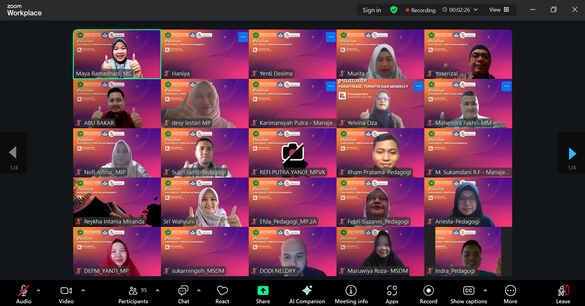 Sekolah Pascasarjana Unilak Sukses Gelar Pelatihan Paraphrase, Turnitin, dan Mendeley