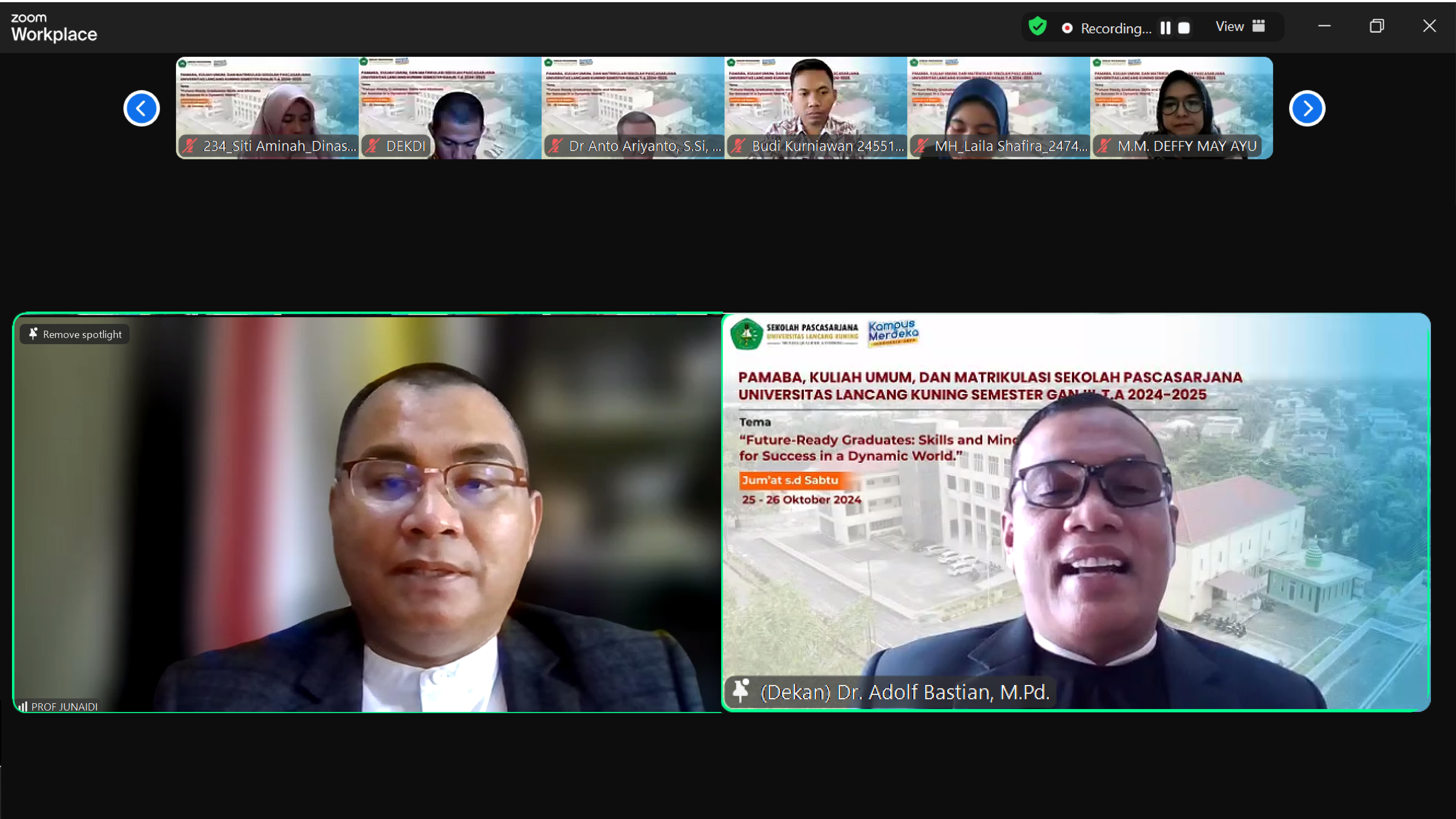Pengenalan Mahasiswa Baru (PAMABA) Pascasarjana Universitas Lancang Kuning  Bertajuk Tema Menghasilkan Lulusan Siap Masa Depan.
